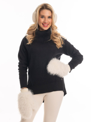 SWETER z golfem MELISANDE - Czarny