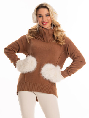 SWETER z golfem MELISANDE - Karmel