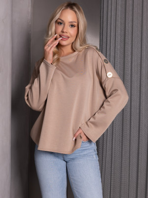 BLUZA Guziki Okrągły Dekolt INARI - Beż