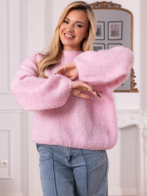 PROMOCJA. SWETER Gładki BUFIASTE Rękawy MIRAL - Candy