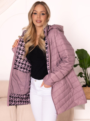 KURTKA Pikowana PEPITKA Pasy AIVA - Blush