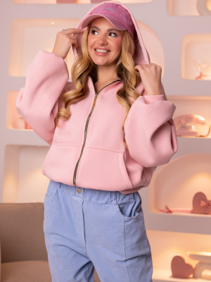BLUZA Oversize ZAMEK Rozpinana CAMA - Puder
