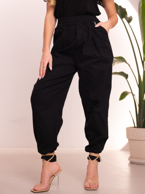 Spodnie OVERSIZE Casual Luźne FIORA - Czarny