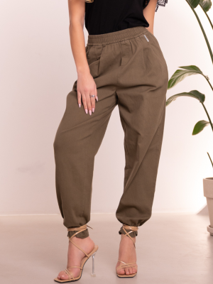Spodnie OVERSIZE Casual Luźne FIORA - Khaki