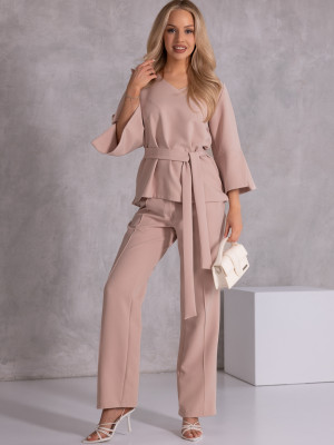 KOMPLET Elegancki WIĄZANIE Przeszycia CIRA - Beige