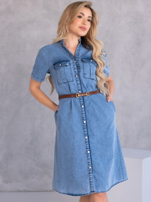 SUKIENKA Ala Jeans SZMIZJERKA Guziki ALONA - blue