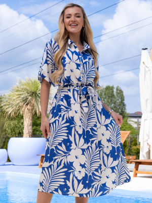 SUKIENKA PLUS SIZE CALIA. Idealna na lato. Kolor Szafirowy