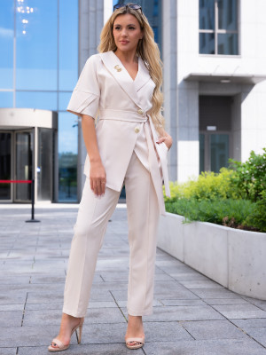 KOMPLET Elegancki WIĄZANIE Broszka KA-LISTA - Ecru