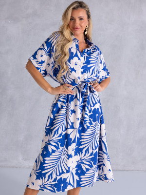SUKIENKA PLUS SIZE CALIA. Idealna na lato. Kolor Szafirowy
