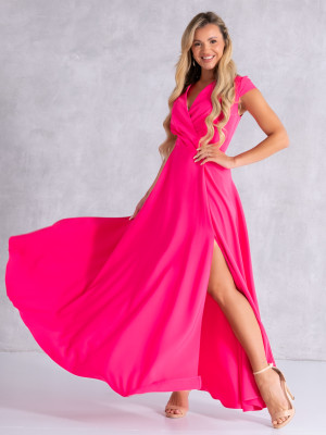 Sukienka gładka maxi Olivia - fuksja