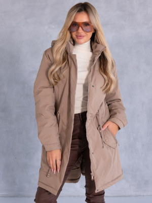 Kurtka parka z kapturem MACY - beige