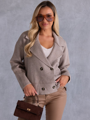 KARDIGAN Oversize Guziki Marynarka KALINA - coffee