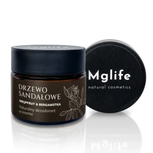 Naturalny Dezodorant w Kremie DRZEWO SANDAŁOWE Grejpfrut Bergamotka - Mglife