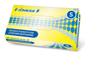 Rękawiczki lateksowe bezpudrowe medyczne DOMAN (100 szt.) XS, S, M, L, XL