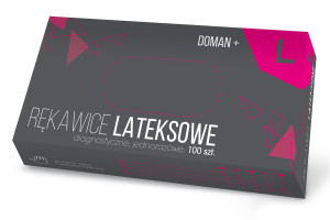 Rękawiczki lateksowe pudrowane medyczne DOMAN+ (100 szt.) XS, S, M, L, XL