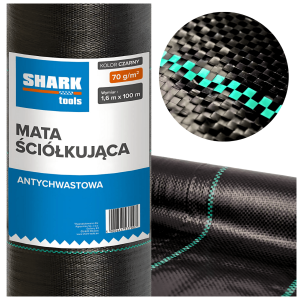 Agrotkanina 70g/m2 1,6x100m czarna Agrowłóknina na chwasty Shark Tools