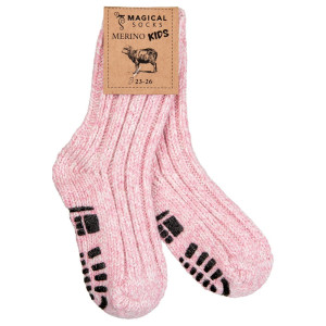 Kinder Barfuß-Socken aus Merino Wolle - Magical Socks Merino - HELL PINK
