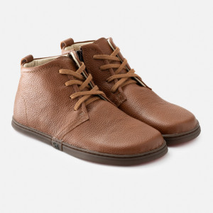 Męskie botki barefoot – SOHO - COGNAC  | zero drop | minimalistyczne | ze skóry | Szerokie w palcach | 