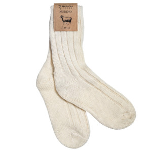 Barfuß-Wintersocken aus dicke Merino Wolle - Magical Socks Merino - Weiß