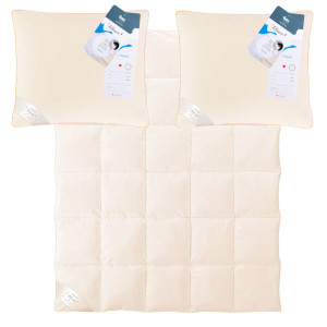 Komplet poduszki i kołdra 200x220 naturalna 100% całoroczna kremowa AMZ