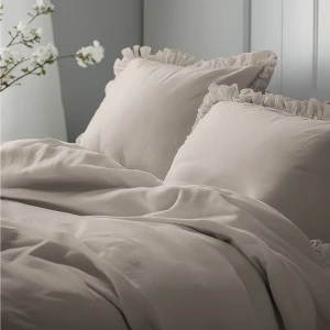 Pościel bawełniana 200x220 z falbanką Pure TAUPE