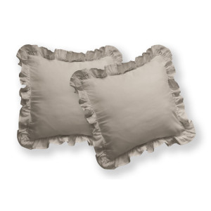 Poszewki 40x40 z falbanką Bawełna PURE 2 szt. TAUPE