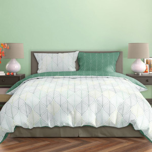 Pościel satynowa bawełna 200x220 Naturalny Rytm MILAGRO VERDE 014