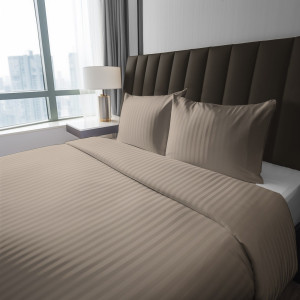 Pościel adamaszek 200x220 Bawełna 100% satynowo-atłasowa Pure Taupe