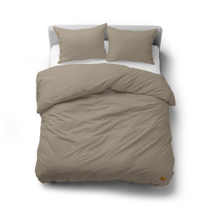 Pościel bawełniana 200x220 taupe z ozdobnymi guzikami PURE ECO LINE