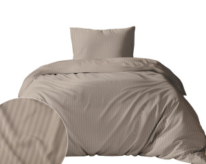 Pościel 140x200 adamaszek Bawełna 100% satynowo-atłasowa Pure TAUPE