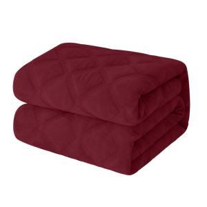 Narzuta na łóżko 170x210 velvet bordowa pikowana na kanapę NNG 3406