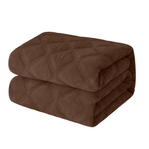 Narzuta na łóżko 200x220 velvet brązowa pikowana na kanapę NNG 3407