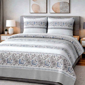 Pościel bawełniana 180x200 biała z ornamentem COTTONLOVE