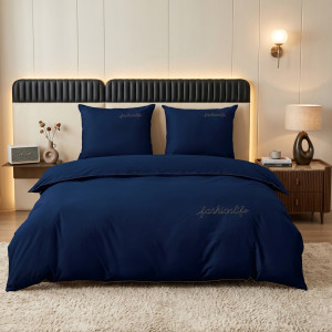 Pościel Bawełniana 200x220 Granatowa Fashionlife 3411