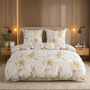 Pościel 200x220 cm z mikrofibry 3cz Kremowa Elegancja 3435