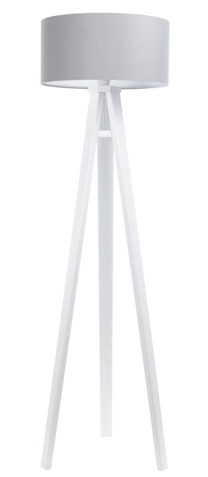 Lampa podłogowa biała Jasmine szara kropeczki