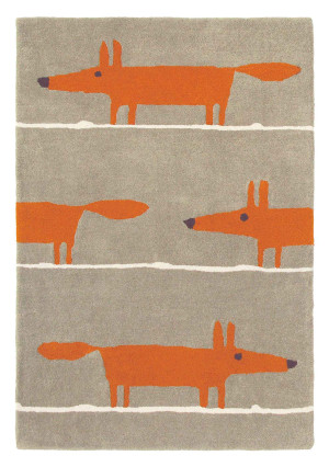 Szaro pomarańczowy dywan dziecięcy Foxes