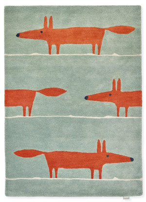 Miętowo pomarańczowy dywan dziecięcy Foxes
