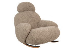 Obszerny bujany fotel Plush Fur ciemny beż