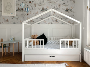 Bellamy Dream Nest łóżko domek 80x160 z barierkami i szufladą Białe