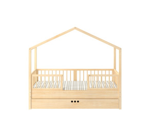 Bellamy Dream Nest łóżko domek 80x160 z barierkami i szufladą Sosna