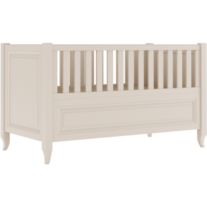 Łóżeczko Charlotte ze stylizowanymi nóżkami i frezowaną ramką w kolorze kości słoniowej 70x140