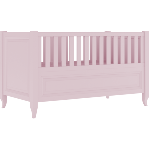 Różowe łóżeczko Charlotte ze stylizowanymi nóżkami i frezowaną ramką 70x140
