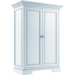 Błękitna szafa dwudrzwiowa Sofi z eleganckim frezowaniem