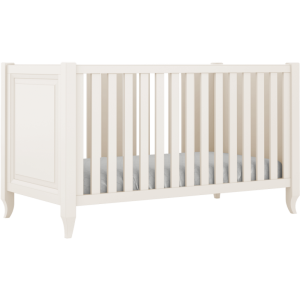 Łóżeczko Charlotte ze stylizowanymi nóżkami w kolorze kości słoniowej 70x140