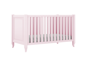 Różowe łóżeczko Charlotte ze stylizowanymi nóżkami 70x140