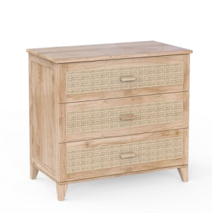 Drewniana komoda z rattanem 3 szuflady Nami Bois