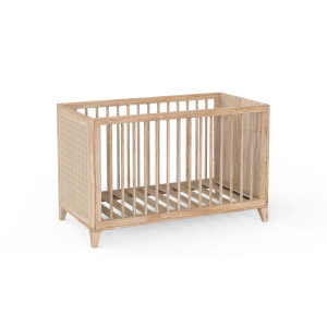Drewniane łóżeczko z rattanem Naturel Nami Bois 60x120