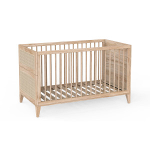 Drewniane łóżeczko z rattanem Naturel Nami Bois 70x140