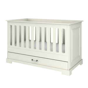 Bellamy Ines Łóżeczko-tapczanik 140x70 z szufladą i barierką białe